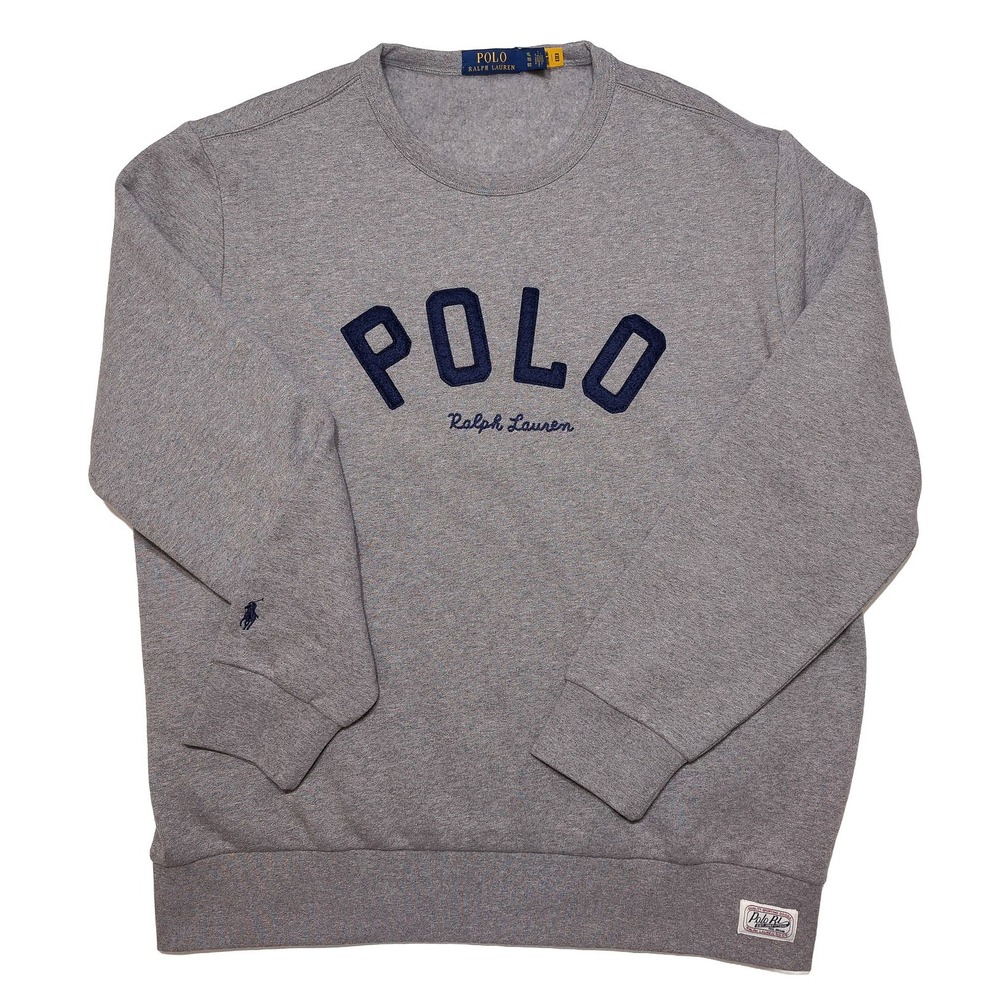 POLO Ralph Lauren Sweatshirt Mens XL Gray Excellent Embroidered Applique Logo